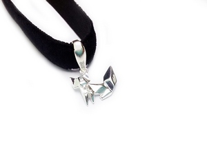 Choker se stříbrným přívěskem-Origami liška